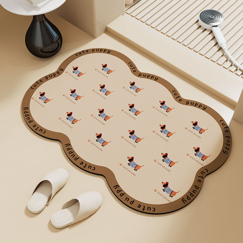 Dachshund Diatomaceous Earth Bath Mat, Non-Slip Absorbent Bathroom Floor Mat for Home Entrance