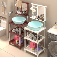 Thickened Stainless Steel Washbasin Stand with Mirror for Bathroom and Rural Homes