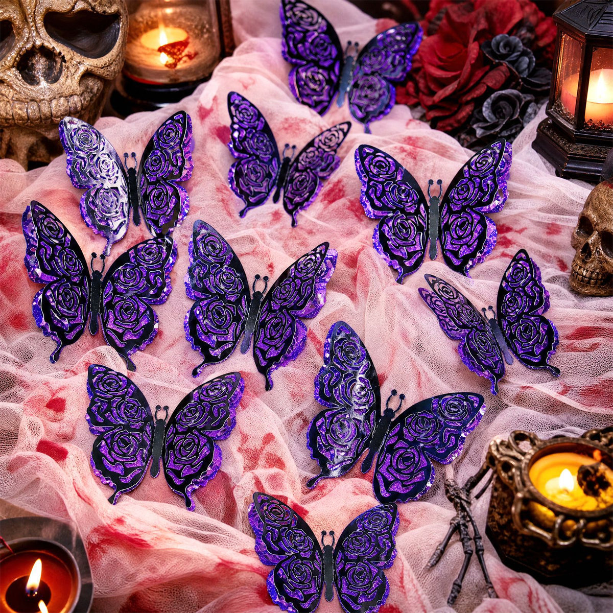 Halloween Purple Butterfly Wall Decals for Festive Home Decor