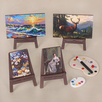 Miniature Dollhouse Painting Easel & Palette Set for DIY Scene Decoration