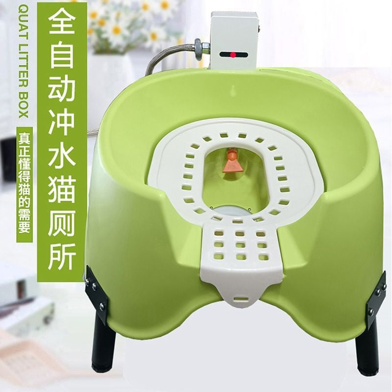Automatic Flushing Smart Cat Litter Box Self-Cleaning Pet Toilet Trainer