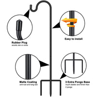 Shepherd Hook for Outdoor Garden Lanterns and Planters, Detachable Ground Stake
