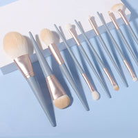 Blue Bridge 10-Piece Soft Bristle Makeup Brush Set with Blush and Powder Brushes