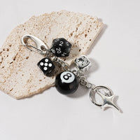 Retro Billiard Ball 8 Four-Pointed Star Dice Keychain Pendant for DIY Accessories and Gifts