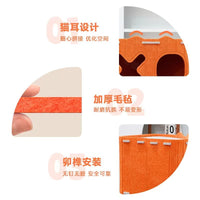 Felt Cat Cave Bed with Scratching Board, Detachable and Washable Cat Tunnel House for All Seasons