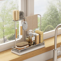 304 Stainless Steel Kitchen Sponge and Dishcloth Drainer Rack for Countertop Sink