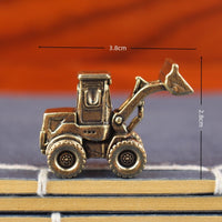 Vintage Brass Mini Engineering Vehicle Ornament, Miniature Alloy Excavator Truck Model for Home Decor