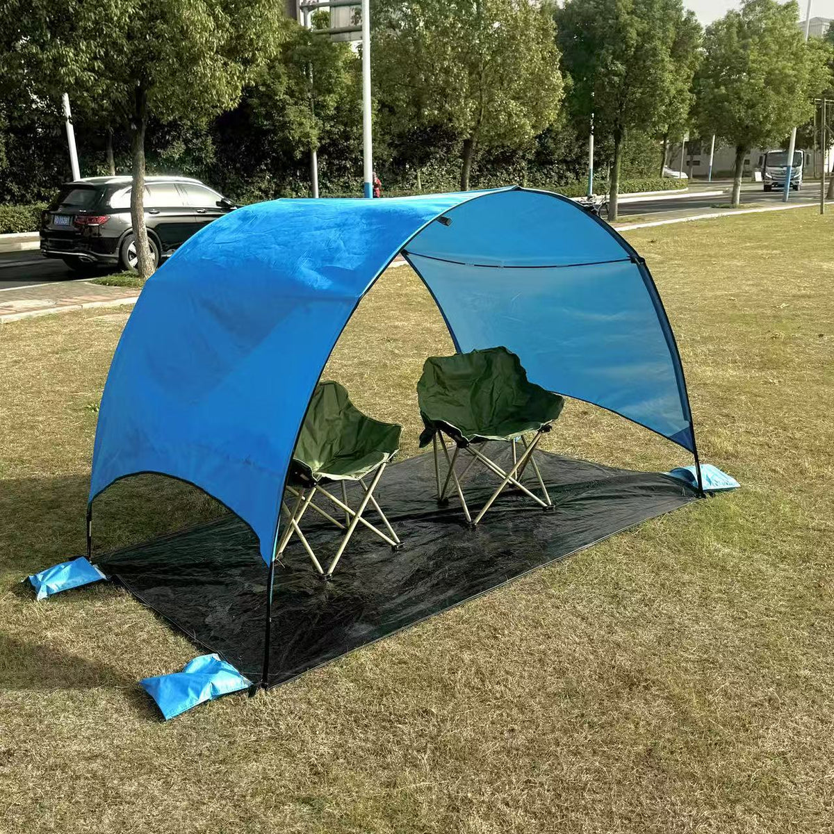 Outdoor Beach Camping Fishing Tent with Integrated Ground Mat and Sunshade