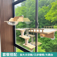 Window Mounted Cat Hammock with Suction Cups - Space Capsule or Multi-Tier Perch for Sunbathing and Climbing