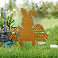 Easter Rusty Rabbit Garden Stakes and Yard Decor