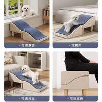 Foldable Pet Stairs for Small Dogs & Senior Pets - Wave Design Ramp for Beds & Sofas