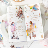 Twilight Life Suite Series Die-Cut Washi Tape - Floral Girl Collection for Journal Decoration