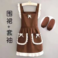 Korean Style Princess Apron Maid Uniform for Women, Breathable Kitchen Cooking Workwear