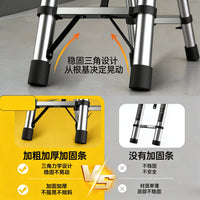 Thickened Stainless Steel Telescoping Ladder with Tool Bag, Portable Folding A-Frame Ladder for Home Use