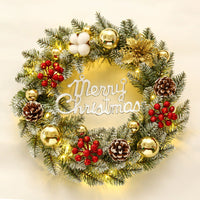 Christmas Frosted White Wreath with LED Lights for Door and Window Decoration