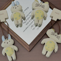 Cute Cat and Rabbit Plush Doll Keychain Backpack Charm
