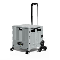 Foldable Shopping Cart with Silent Tank Wheels for Groceries, Camping, and Stalls