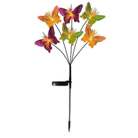 Solar Powered Butterfly Garden Stake Lights Outdoor Waterproof LED Decorative Lawn Lamps with Fiber Optic Swaying Butterflies
