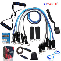 11-Piece Resistance Band Set for Fitness and Exercise, TPE Latex Pull Ropes for Indoor Workouts