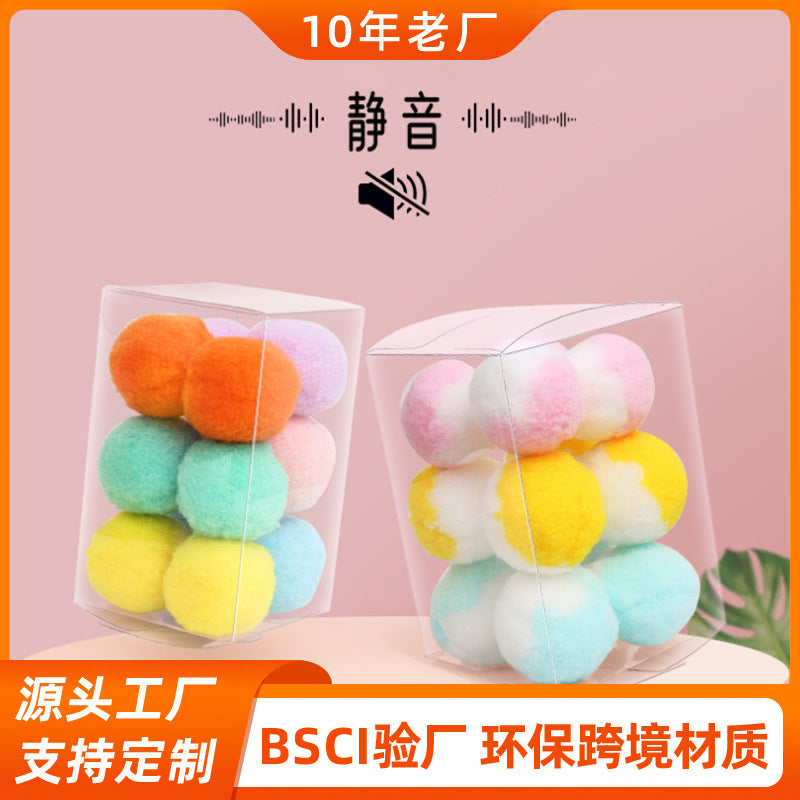 Silent Macaron Plush Cat Toy Balls for Kittens, Self-Amusement Pet Play Set