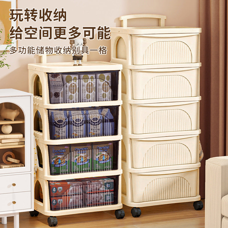 Multi-layer Storage Cart with Wheels, Dustproof Organizer for Bedroom, Sundries, and Toys