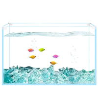 Ultra-White Glass Fish Tank with Ice Blue Landscape for Betta and Goldfish