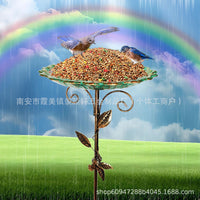 American Retro Iron Bird Feeder & Water Basin for Garden Decoration