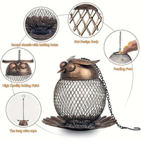 Outdoor Iron Owl Hummingbird Feeder for Garden Patio
