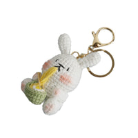 Hand-Knitted Noodle Rabbit/Bear Plush Keychain Charm