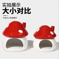 Ceramic Mushroom Hideaway Cave for Axolotl, Newt, Turtle, and Fish Tanks
