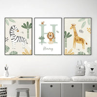 Personalized Animal Name Wall Art for Nursery Decor