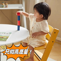 European Beech Solid Wood Adjustable High Chair for Babies and Toddlers, Multi-functional Feeding and Learning Chair