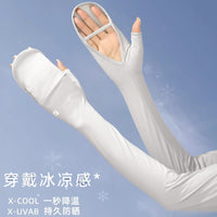 Unisex Cooling Sun Protection Arm Sleeves with Finger Holes for Summer Outdoor Activities