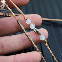 Hand-Woven Pendant Cord Necklace with Gold Thread Detailing for DIY Jewelry