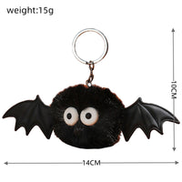 Halloween Bat Pom-Pom Keychain Silicone Bat Bag Charm Plush Monster Elf Keyring