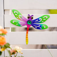 American Style Iron Dragonfly Wall Decor UV Printed Outdoor Garden Fence Hanging Ornament