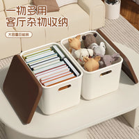 Rectangular Desktop Storage Box with Lid and Handle for Snacks, Sundries, and Clothing