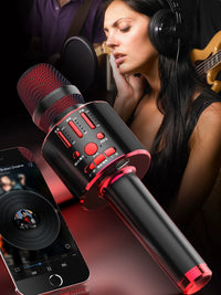 Wireless Bluetooth Karaoke Microphone with Built-in Sound Card for TV KTV Home Use