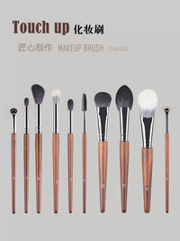 Professional Touch Up Makeup Brushes with Wooden Handle for Blush, Eyelashes, and Eye Detail