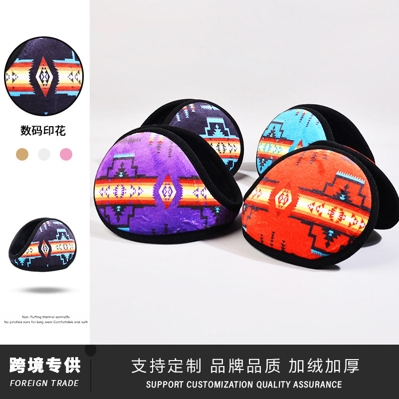 Unisex Printed Fleece-Lined Ear Warmers for Winter Outdoor Activities