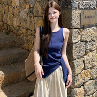 French Style Sleeveless Top & Wide-Leg Pants Set for Women