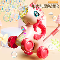 Kids' Push-Along Bubble Machine Toy with Lights and Music - Deer or Train Design