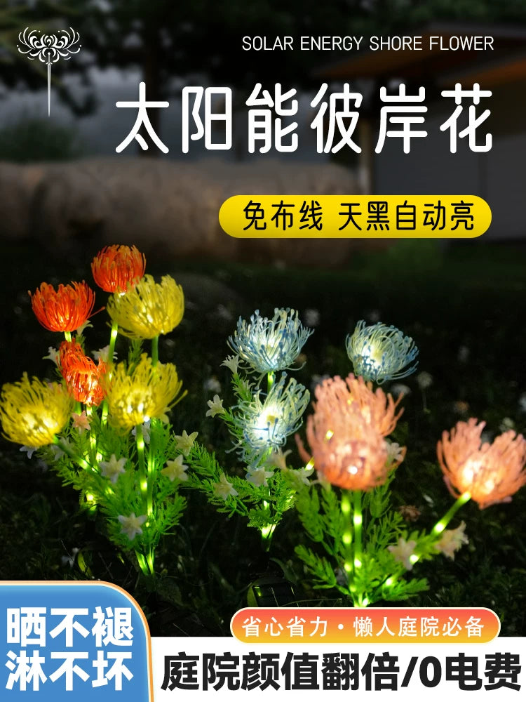 Solar Hydrangea/Lycoris Flower Garden Stake Lights Outdoor Waterproof Landscape Decorative Lawn Lamps