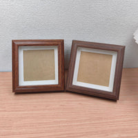 Square 4-inch Hollow Wood Picture Frame for Calligraphy and Paintings