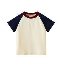 Korean Style Color Block Raglan Short Sleeve Family T-Shirts for Summer