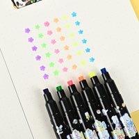 Star-Shaped Highlighter Pen Set for Students - Quick Dry, Large Capacity, 6 Colors