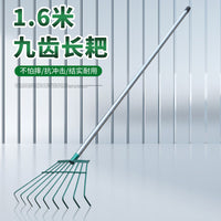 1.6m Green Wire Rake for Leaves and Garden Debris with Extended Handle