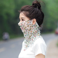 Summer Silk Neck Gaiter with Ear Loops - UV Protection Face Cover for Women
