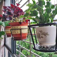 Balcony Railing Hanging Planter Basket Iron Art Flower Pot Holder for Indoor Outdoor Plants