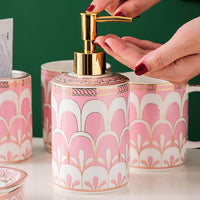 Luxury Ceramic Lotion Dispenser Bottle for Hand Soap, Shampoo, Shower Gel - Press Pump Bathroom Decor